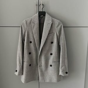 All Saints Gray Plaid Blazer